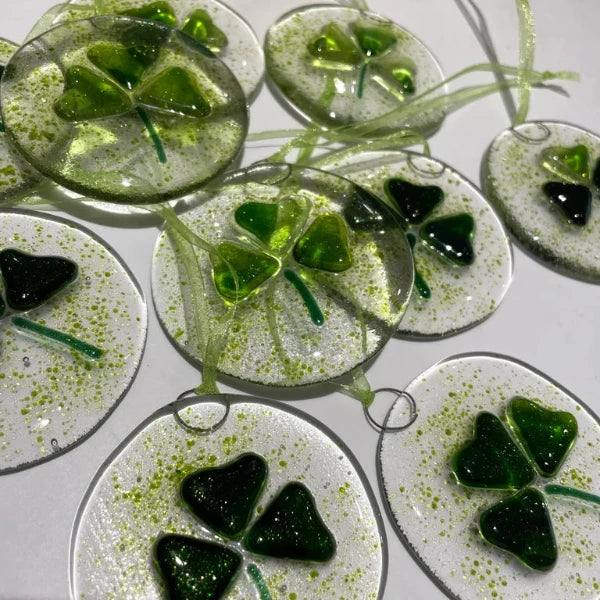 fused glass shamrock